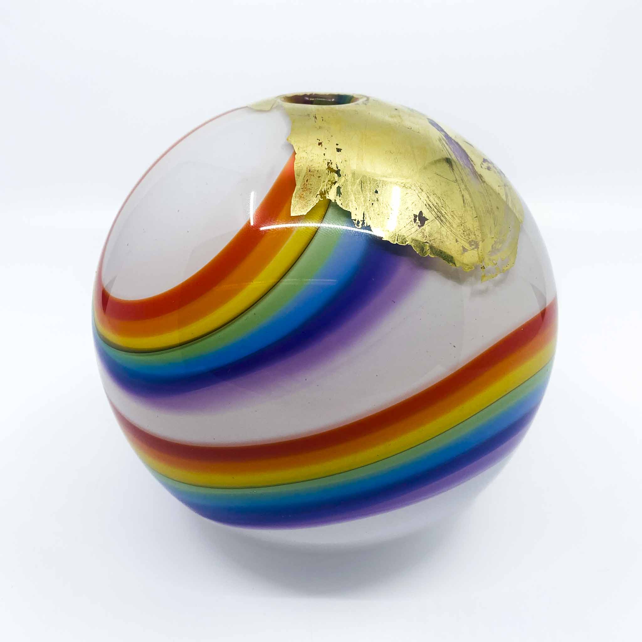 Round Glass Vase, Gold Foil - Rainbow Glass Productions