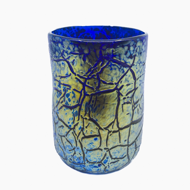 Glass Cup, Blue Crackle - Johnny Glass