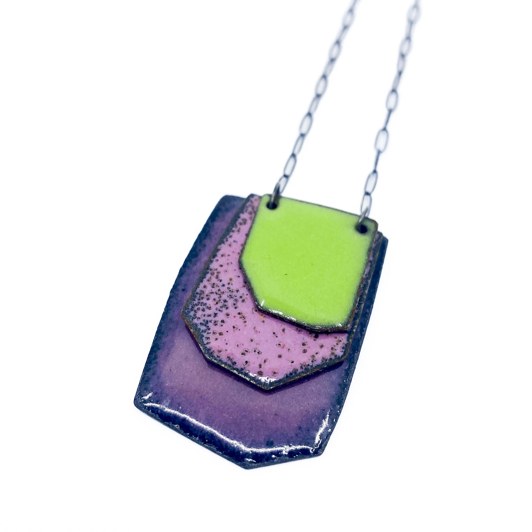 Enamel Necklace, Pink & Green - April Hale