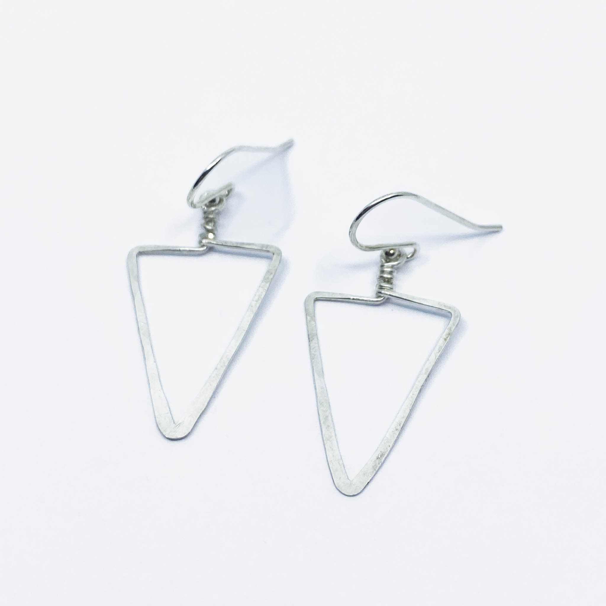 Sterling Silver Hammered Triangle Earrings - Jeni Falldine