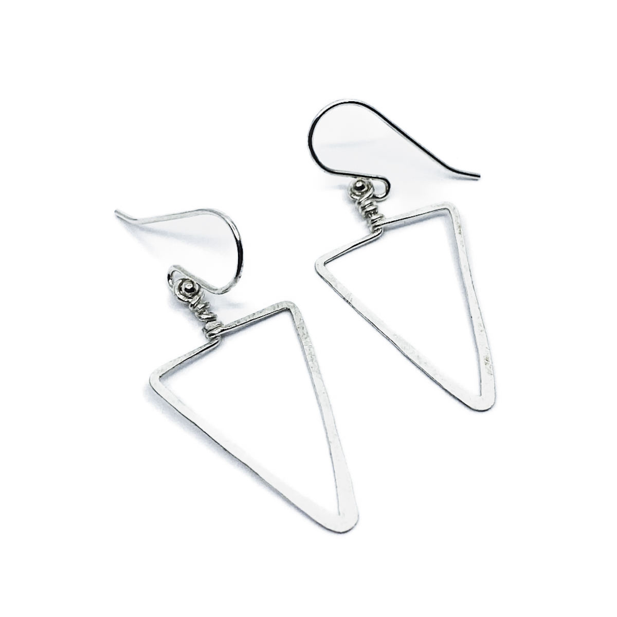 Sterling Silver Hammered Triangle Earrings - Jeni Falldine