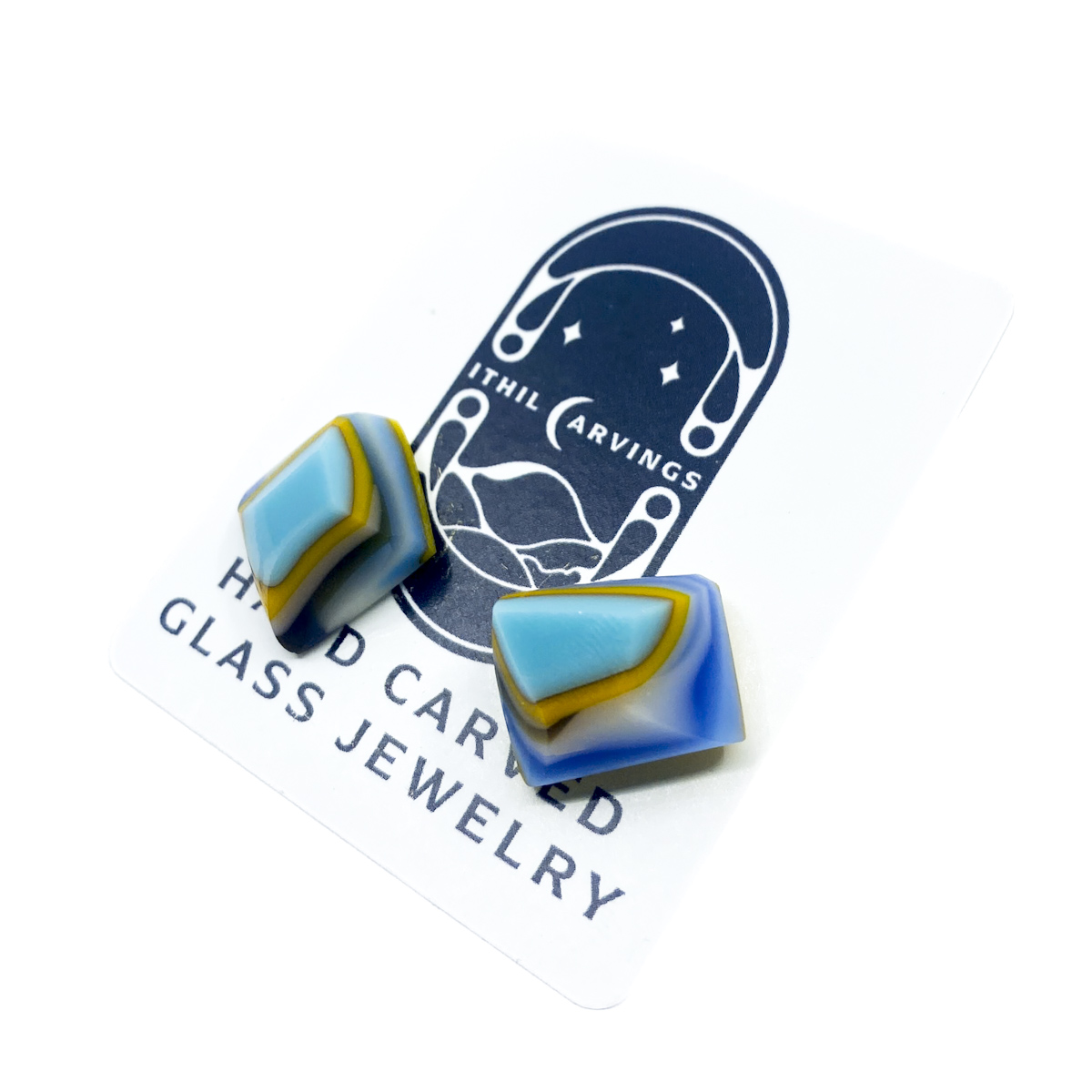 Carved Glass Studs - Ithil Carvings