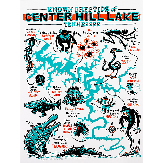 Center Hill Lake Print, Cryptids - Lucas Antoniak