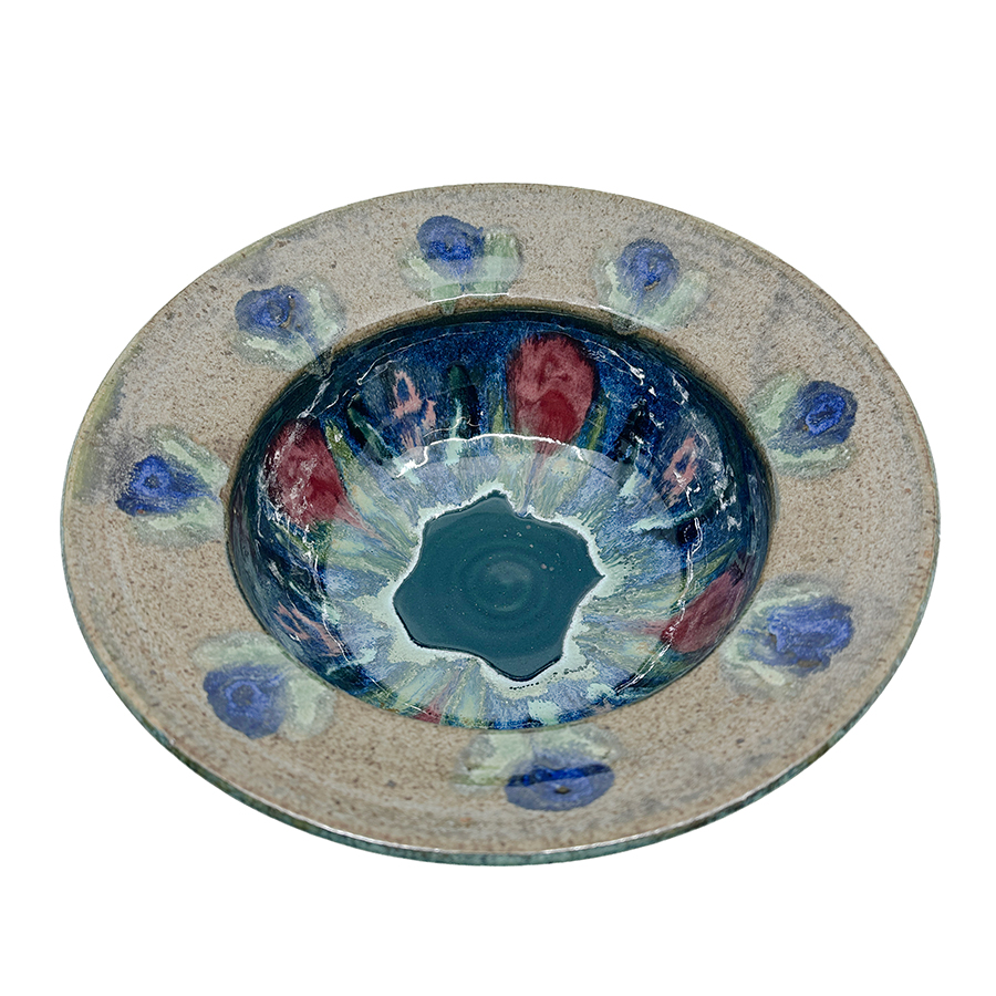 Wide-Rimmed Floral Ceramic Bowl - Susan DeMay