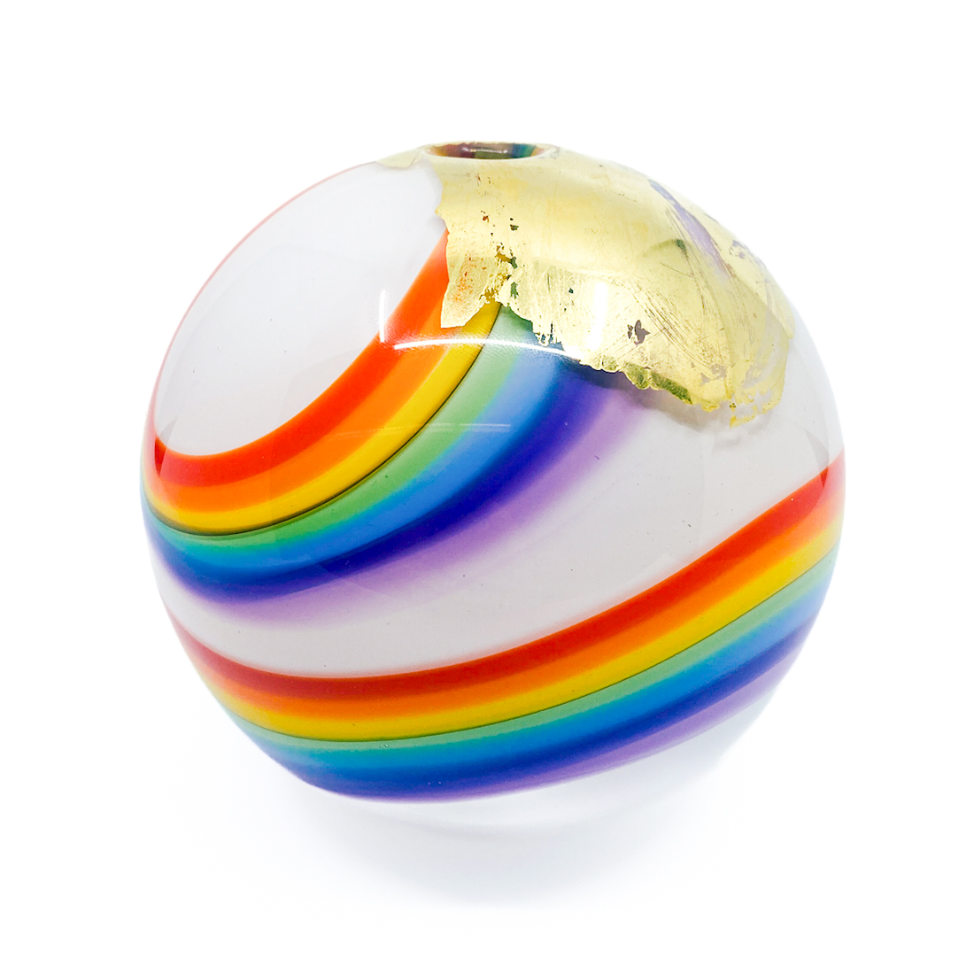 Round Glass Vase, Gold Foil - Rainbow Glass Productions
