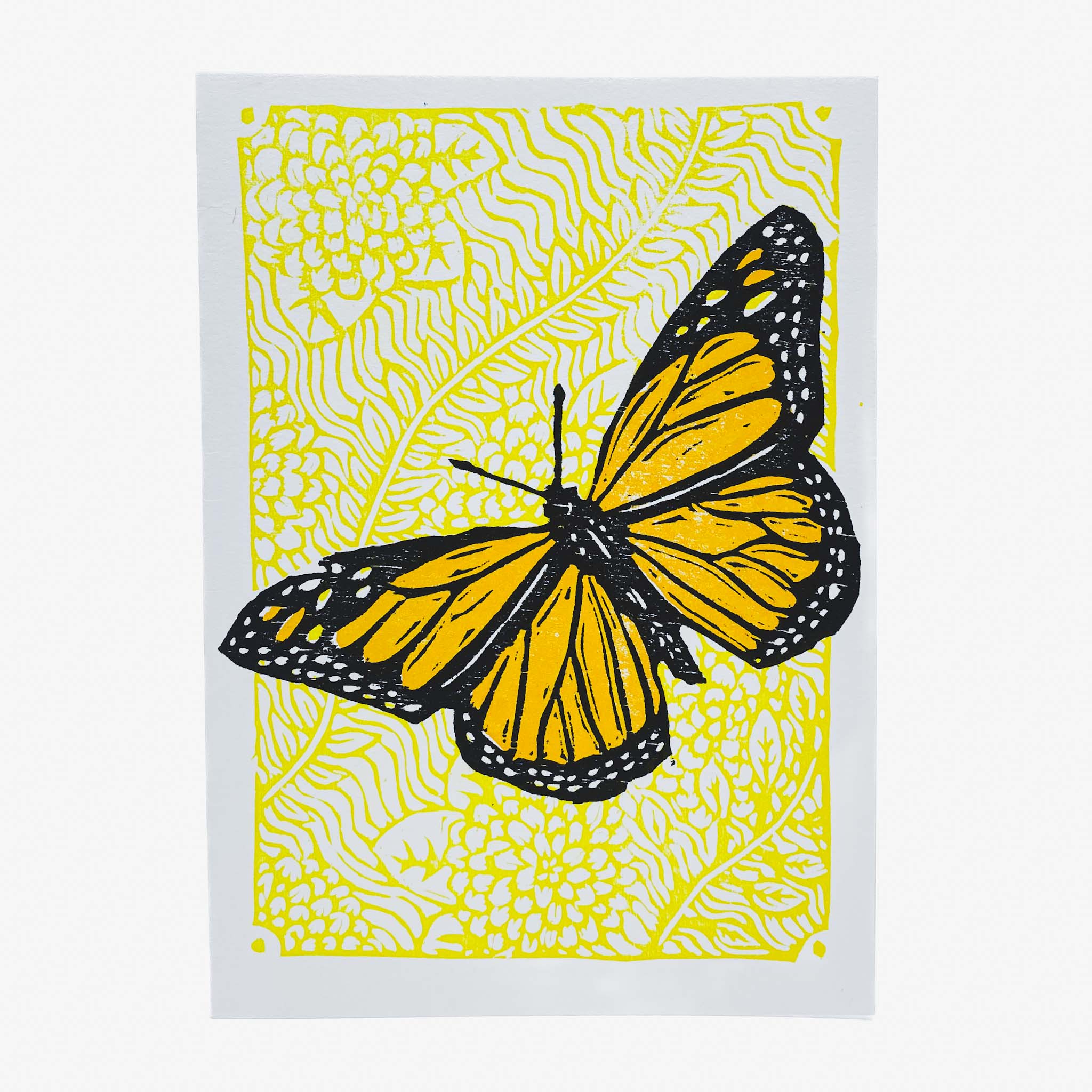 Monarch Card, Hand-Printed Woodcut - Bobby Rosenstock
