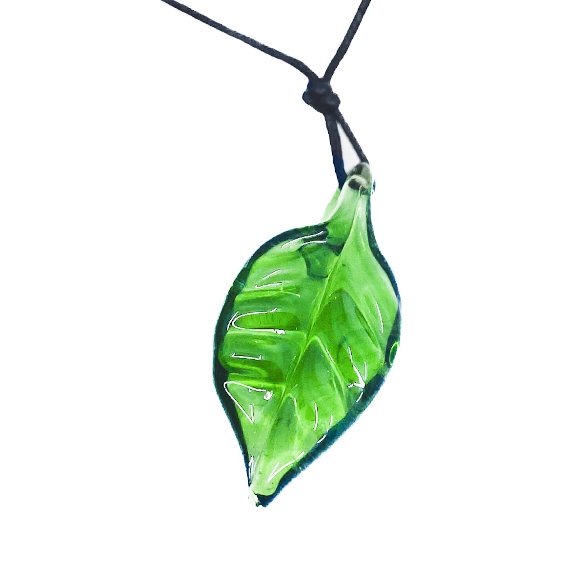 Glass Leaf Pendant, Green - Asha Ironwood
