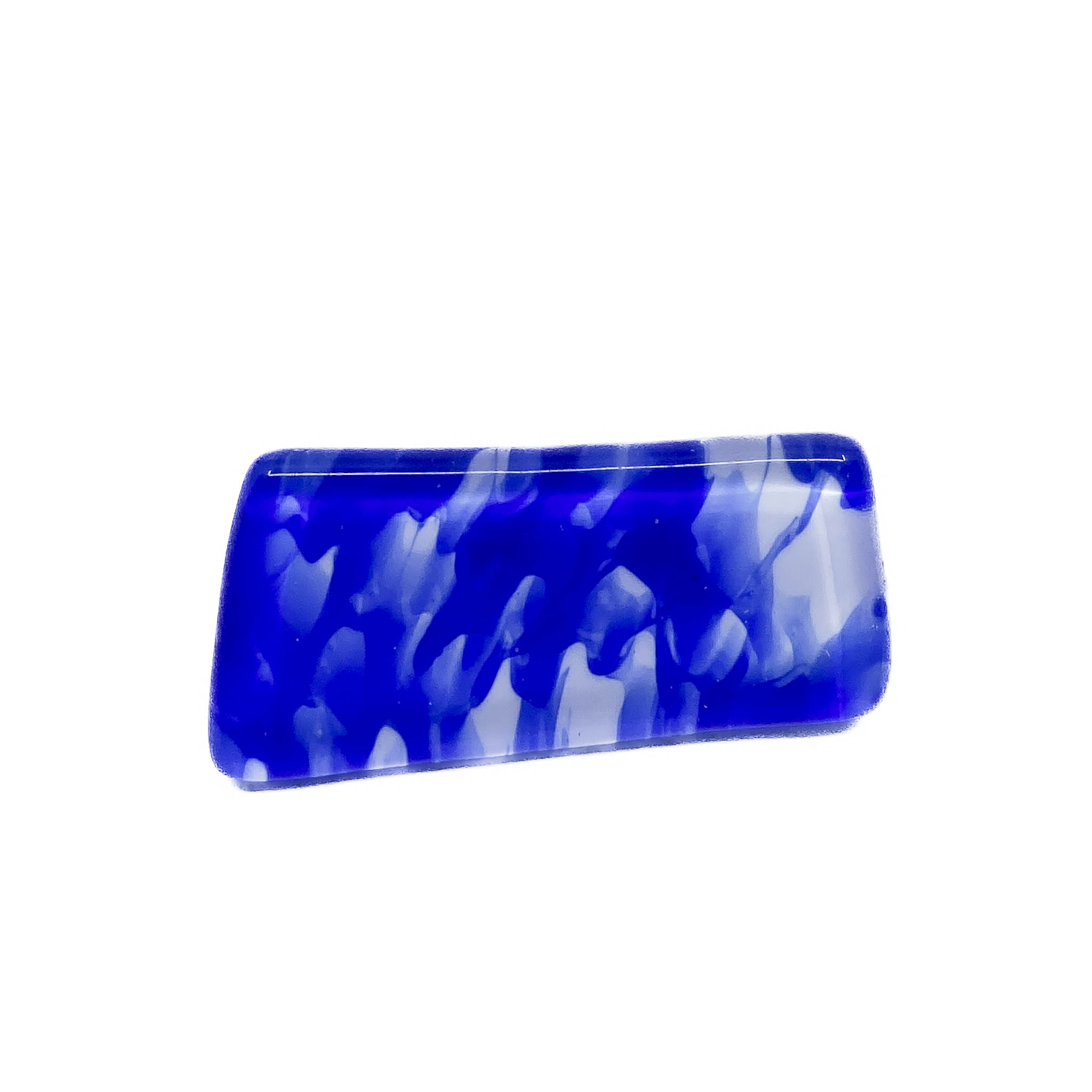 Handblown Glass Pin, Blue & White - Keith Moy