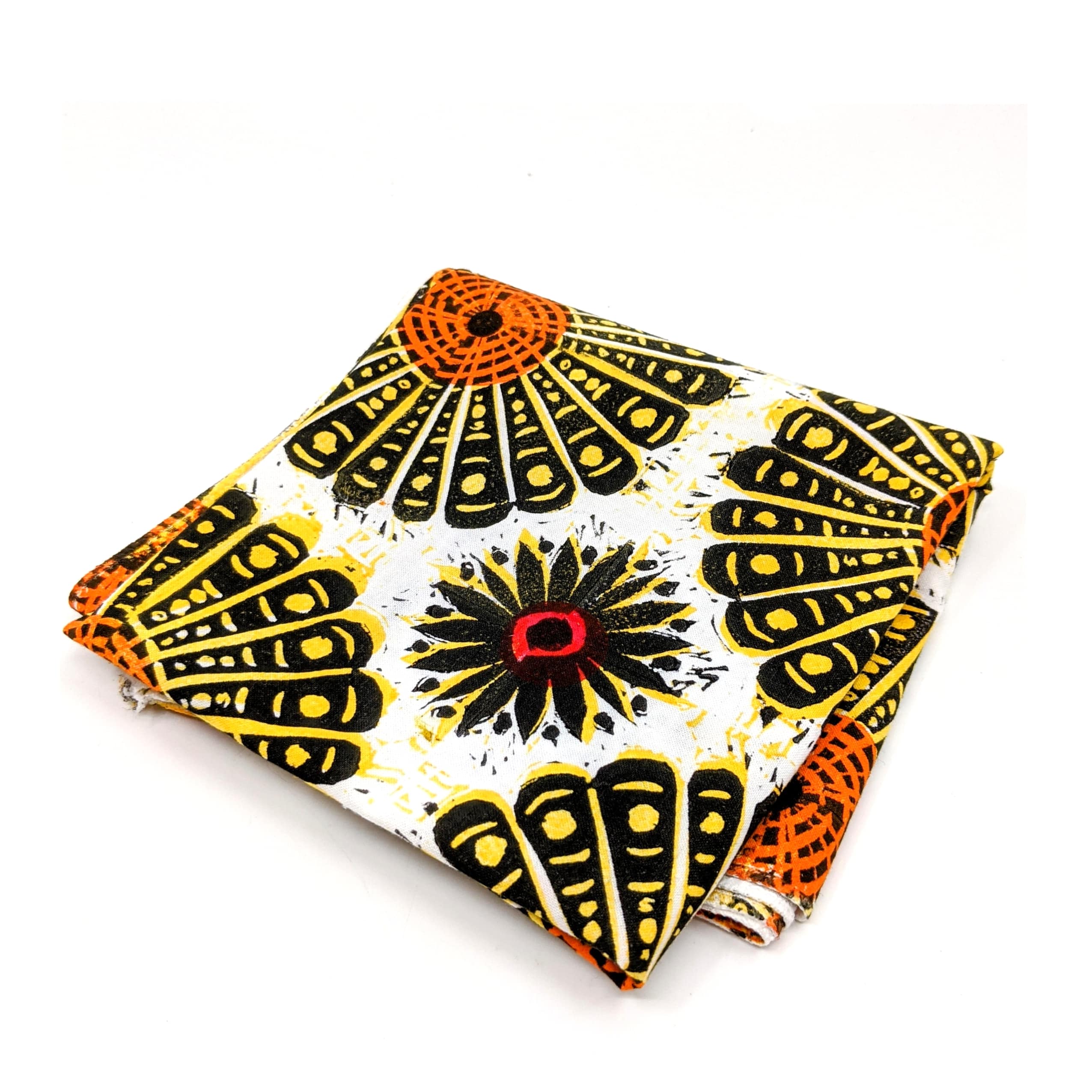 Christa Schoenbrodt - Block Printed Bandana - Black & Yellow