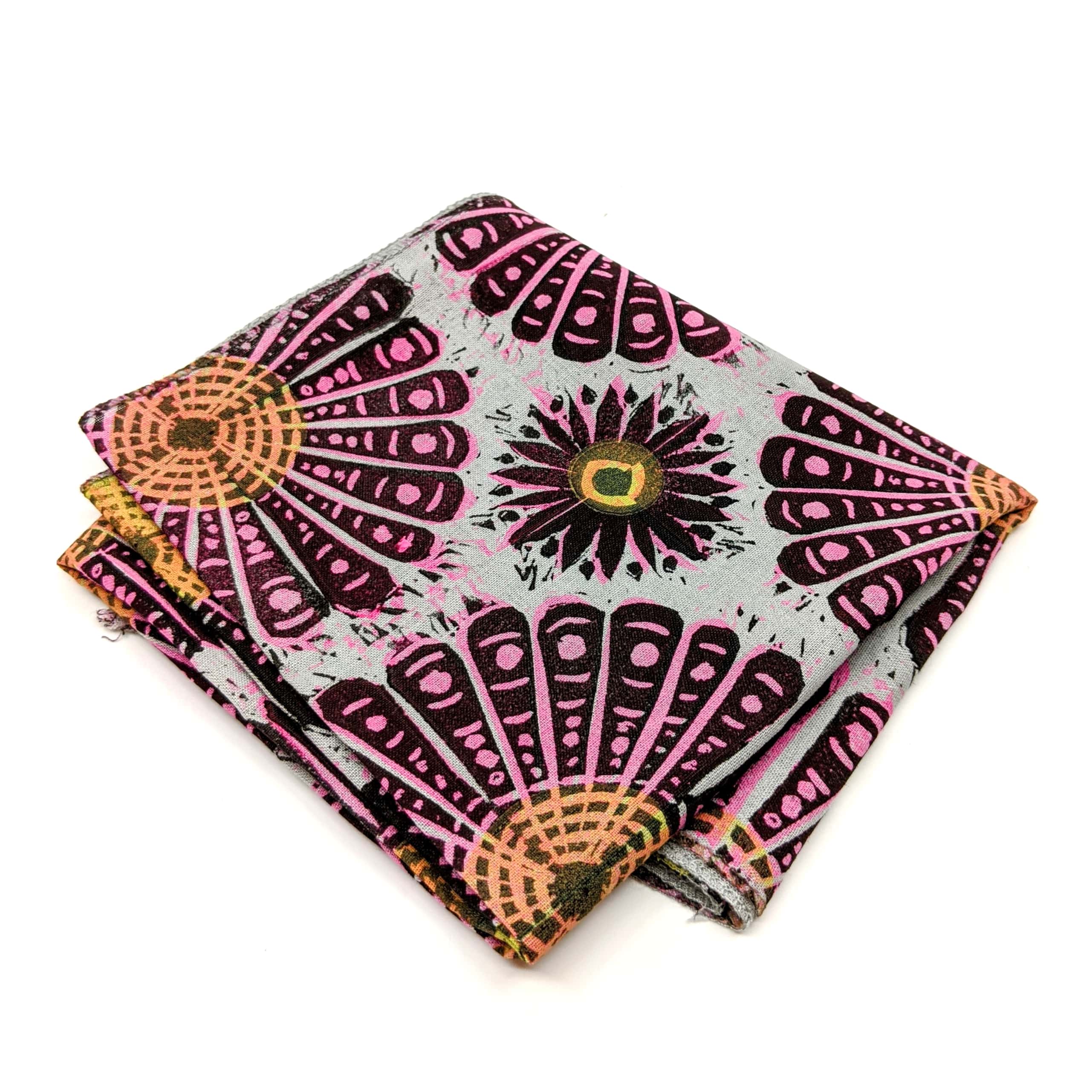 Christa Schoenbrodt - Block Printed Bandana - Pink & Black