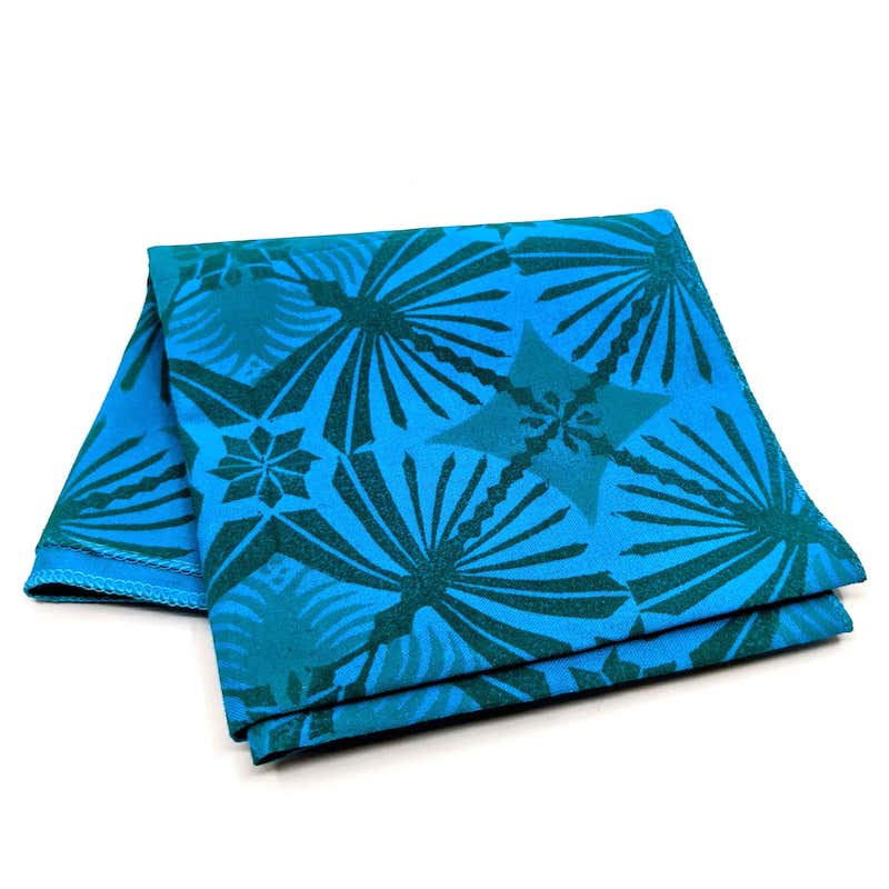 Christa Schoenbrodt - Block Printed Bandana - Teal & Green