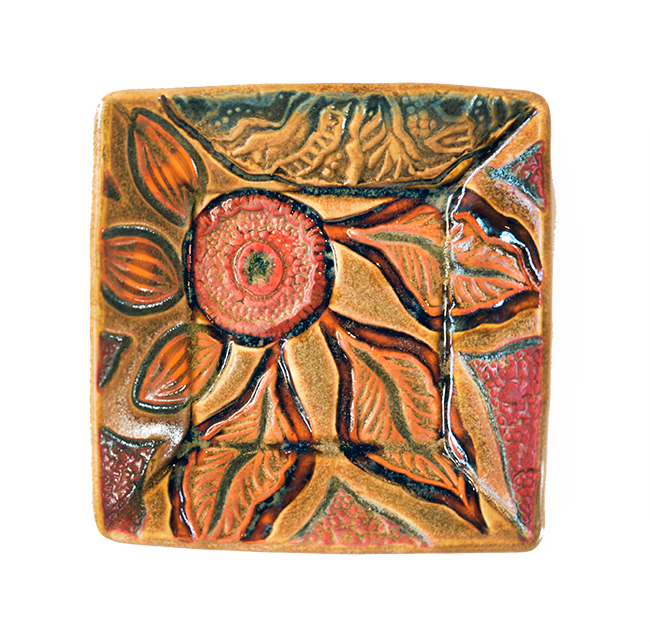 Sandy Miller - Small Square Ceramic Dish - Warm Floral