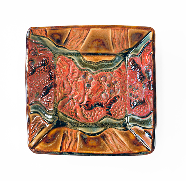 Sandy Miller - Small Square Ceramic Dish - Red Organic